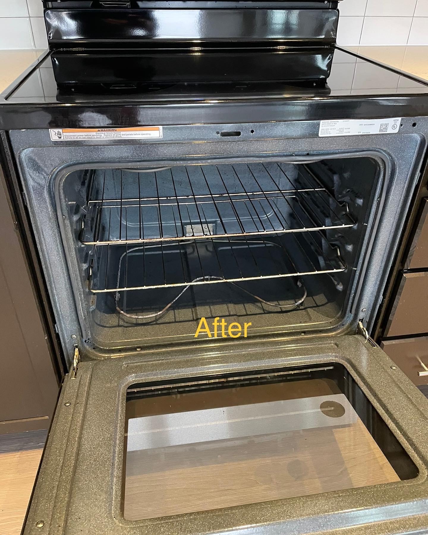 Same oven after Tidy Guys cleaning — spotless interior